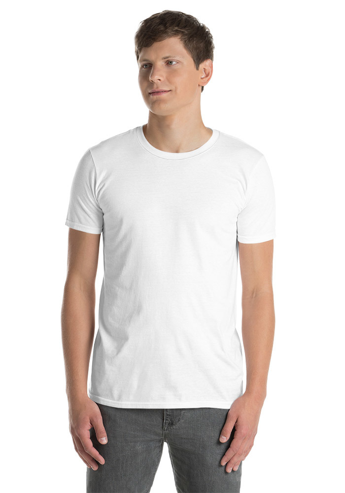 Model wearing a premium white essential t-shirt